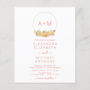 Flyer Casamento Floral de Citros Rosa-Esbranquiçados com