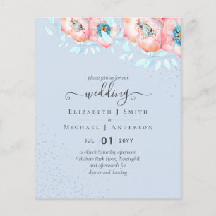 Flyer Casamento Floral de Hellebore Turquoise Peach