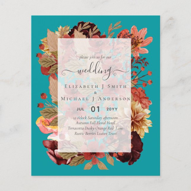 Flyer Casamento Floral de Queda - Orçamento Laranja Borg (Frente)