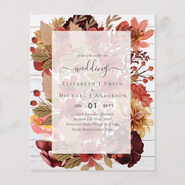 Flyer Casamento Floral de Queda - Orçamento Laranja Borg (Frente)