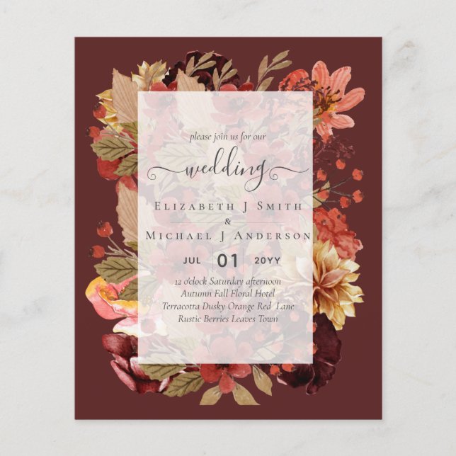 Flyer Casamento Floral de Queda - Orçamento Laranja Borg (Frente)
