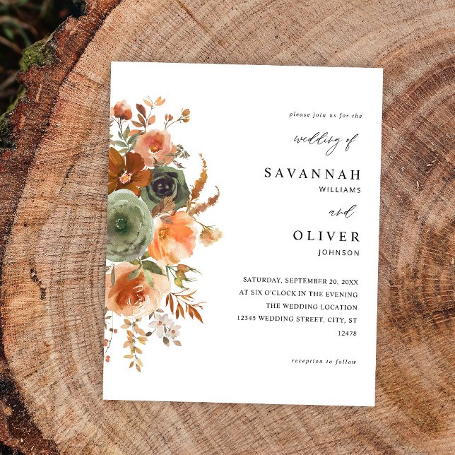 Flyer Casamento Floral Green & Terra Cotta (Criador carregado)