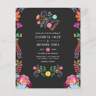 Flyer Casamento Floral Mexicano Colorido com Aquarela