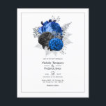Flyer Casamento Floral Real Azul, Negro e Prata<br><div class="desc">Convites de casamento florais de coloração aquosa russa em sotaque de azul real, preto e prata projetados para serem rápida e facilmente personalizados de acordo com as suas especificidades de evento. Ideal para qualquer tema ou casamento de jardim. Os envelopes não estão incluídos. Para convites mais espessos com envelopes incluídos...</div>