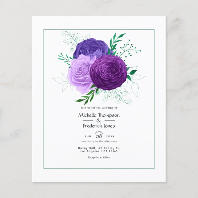 Flyer Casamento Floral Roxo (Frente)