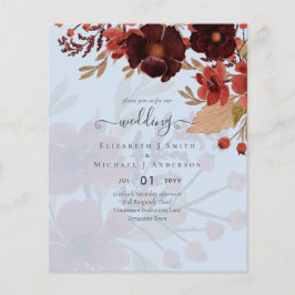 Flyer Casamento Floral Terracotta Burgundy Vermelho