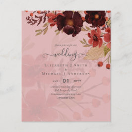 Flyer Casamento Floral Terracotta Burgundy Vermelho