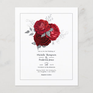 Flyer Casamento Floral Vermelho e Prata