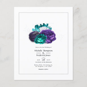 Flyer Casamento Floral Violeta Rústico e Turquesa