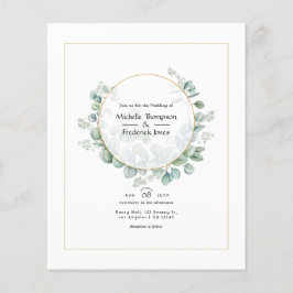Flyer Casamento Geométrico de Eucalipto Dourado