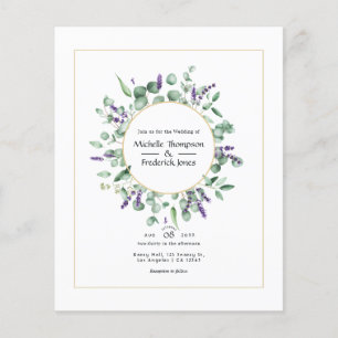 Flyer Casamento Geométrico de Eucalipto Lavanda Dourado