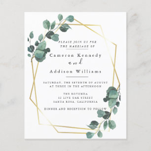 Flyer Casamento Geométrico Dourado