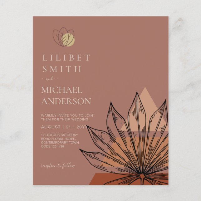 Flyer Casamento Geométrico Japandi Abstrato Escandinavo (Frente)