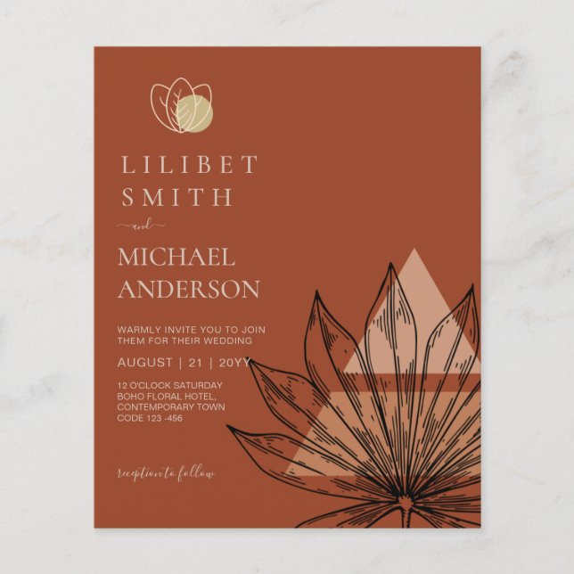 Flyer Casamento Geométrico Japandi Abstrato Escandinavo (Frente)