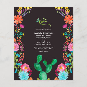 Flyer Casamento Mexicano Floral Colorido com Aquarela