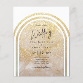 Flyer Casamento Moderno da Arca Glitter Dourada All-in-1