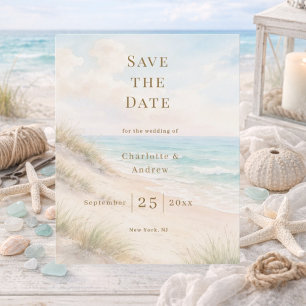Flyer Casamento moderno na praia com orçamento Save the