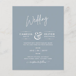Flyer Casamento Monocromático Azul com LeahG Budget Dust
