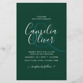 Flyer Casamento Monocromático Verde Emerald