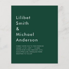 Flyer Casamento Monocromático Verde Emerald
