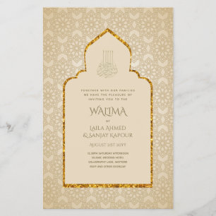 Flyer Casamento Muçulmano de WALIMA Nikah Bilíngue Ornam