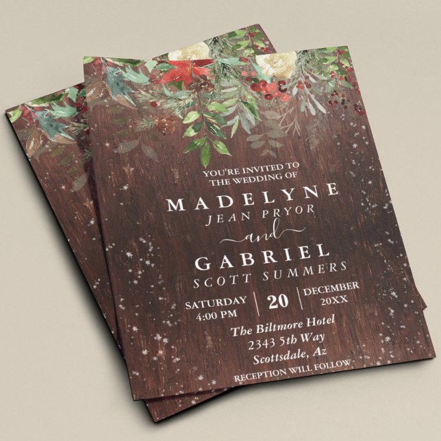 Flyer Casamento Natal Pine Larga Rustic Pine Wood (Criador carregado)