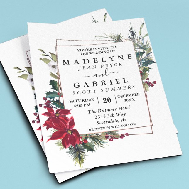 Flyer Casamento Negra de Poinsettia no Inverno de Natal (Criador carregado)