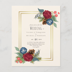 Flyer CASAMENTO NO INVERNO BUDGET Borgonha Azul Azul Mod