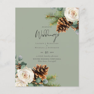 Flyer casamento no inverno Eucalyptus Greenery White Ros