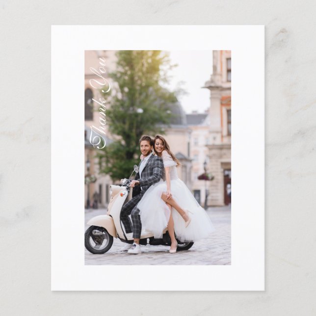 Flyer Casamento Orçamental Obrigado Foto Moderno Elegant (Frente)