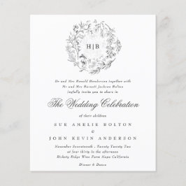 Flyer Casamento Orçamentário Clássico com Florais Botâni