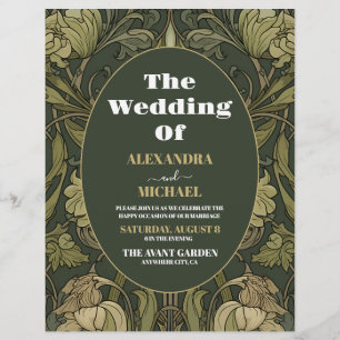 Flyer Casamento Orçamento Floral Art Nouveau Vintage