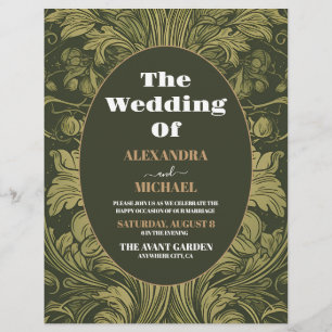 Flyer Casamento Orçamento Floral Art Nouveau Vintage