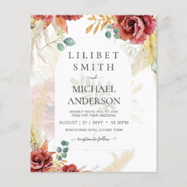 Flyer Casamento outono AlahG Burgundy Terracotta Convide