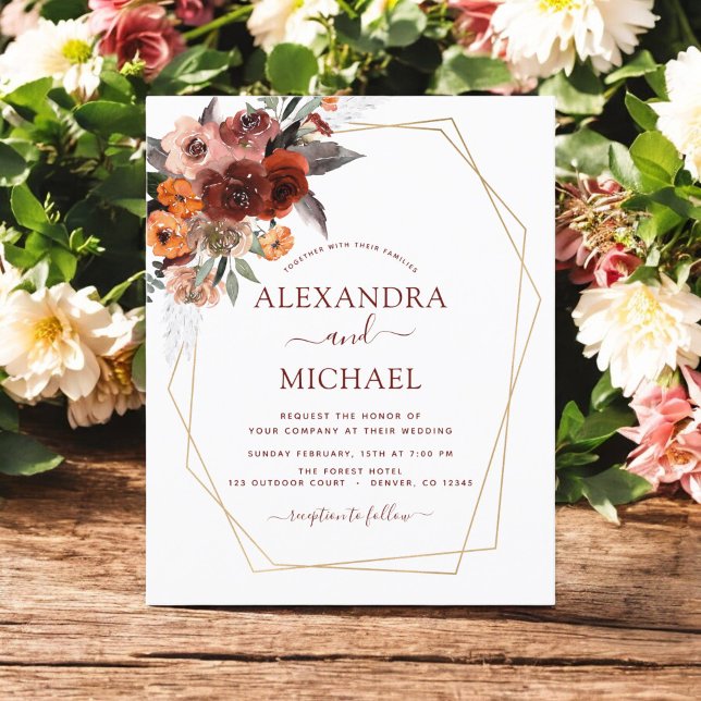 Flyer Casamento outono de Orçamento Laranja Queimado (Criador carregado)