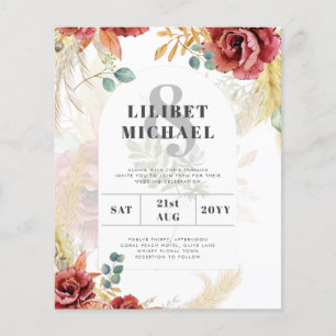 Flyer Casamento outono Leah G Burgundy Terracotta Convit