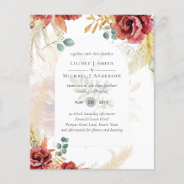 Flyer Casamento outono Leah G Burgundy Terracotta Convit