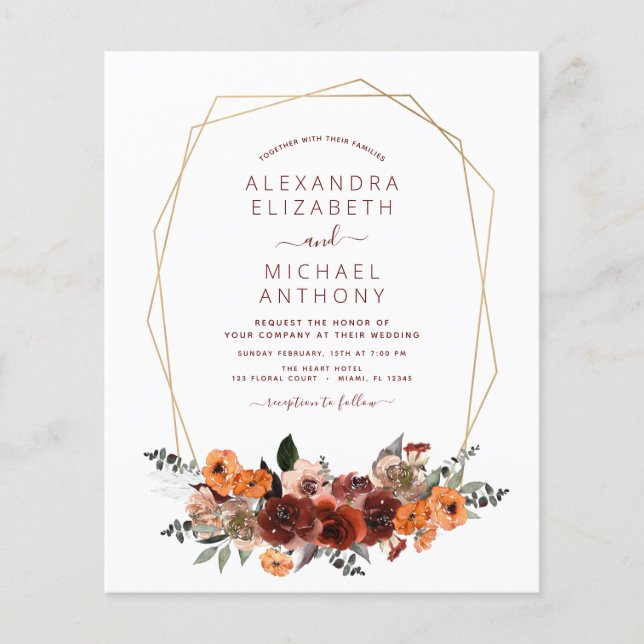 Flyer Casamento outono Orçamental Eucalyptus Floral (Frente)