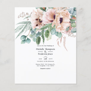 Flyer Casamento Pink Poppy Eucalipto Boêmio