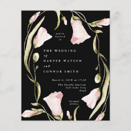 Flyer Casamento Preto Pampas Boho Wildflower