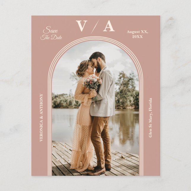 Flyer Casamento Rosa-Rosa Vitoriano Elegante Salva A Dat (Frente)