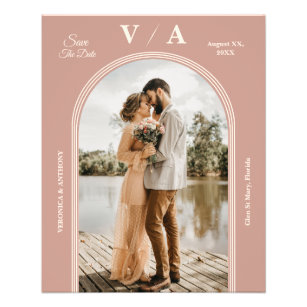 Flyer Casamento Rosa-Rosa Vitoriano Elegante Salva A Dat
