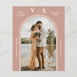 Flyer Casamento Rosa-Rosa Vitoriano Elegante Salva A Dat