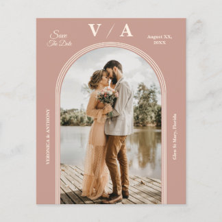 Flyer Casamento Rosa-Rosa Vitoriano Elegante Salva A Dat