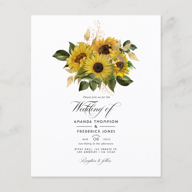 Flyer Casamento Rustic Sunflower Country Barn (Frente)