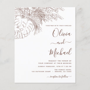 Flyer Casamento Simples Grama Pampas Terracota Esboço Fl