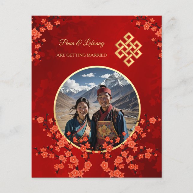 Flyer Casamento Tibetano com Cherry Blossom Blossom (Frente)