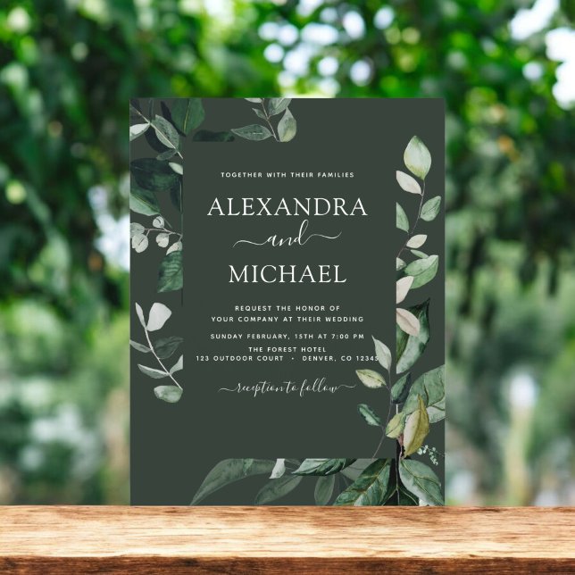 Flyer Casamento Verde-Botânico Emerald Verde (Criador carregado)