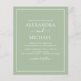 Flyer Casamento Verde de Sábio Orçamental com Convite Fo