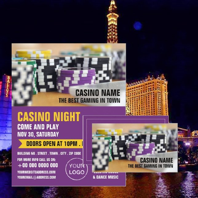 Flyer Casino Chips, Noite do cassino, Indústria de jogos (Criador carregado)